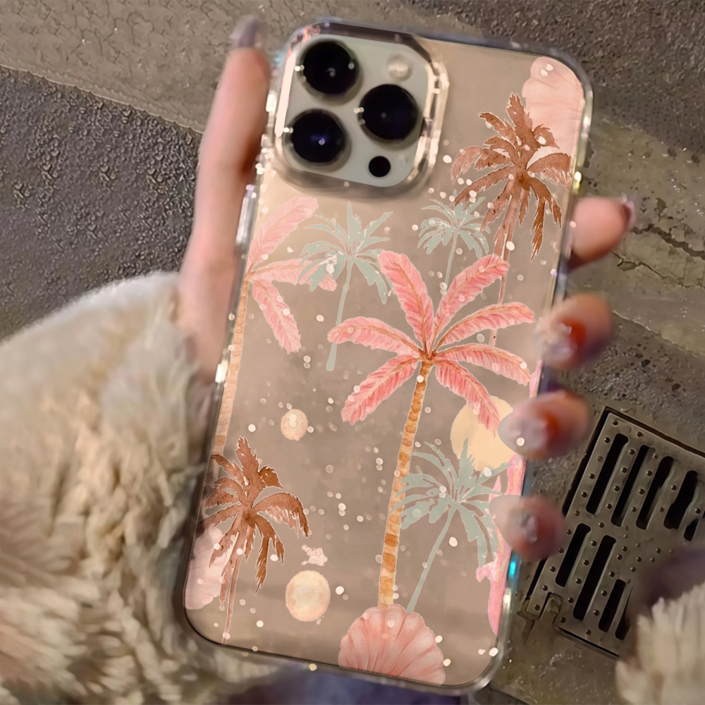 Phone Cases Clear - Beach coconut trees Clear Glitter Phone