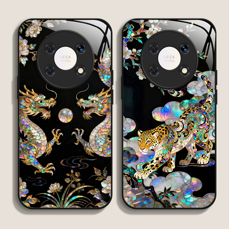 Phone Cases Silicone - Stylish Dragon Leopard Marble Texture Tempered