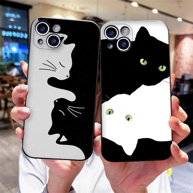 Cartoon Black White Cat Lovers - Phone Cases Motorola recensie en prijs