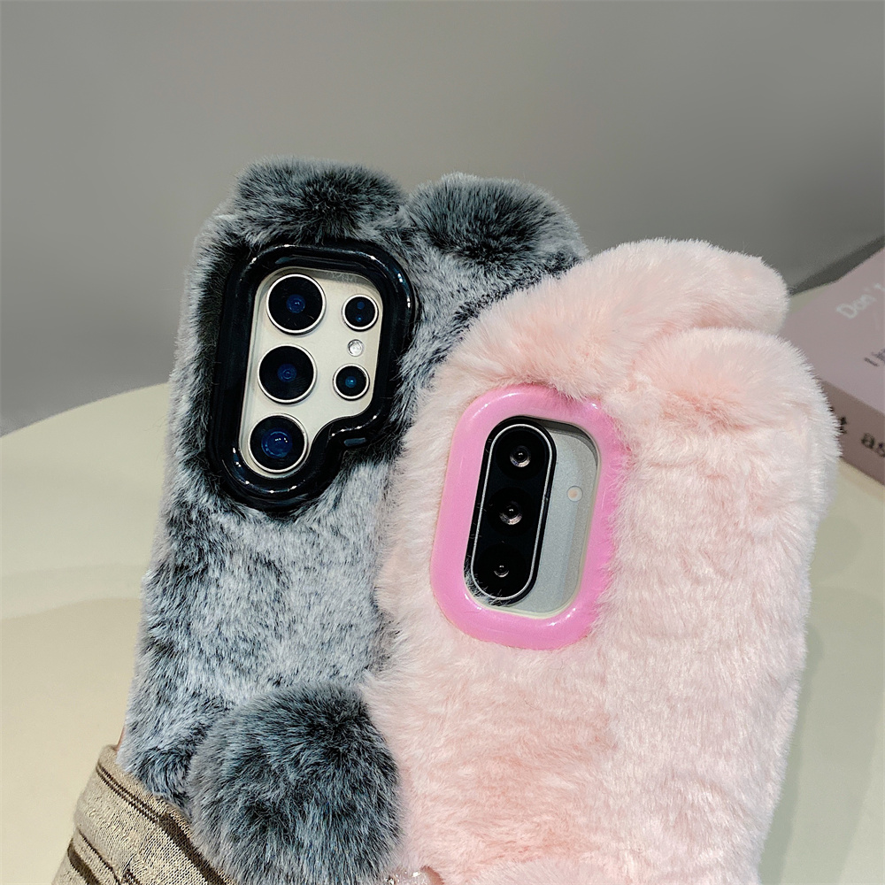 Cute Rabbit Ears Fluffy Stand  - Phone Cases Samsung recensie en prijs